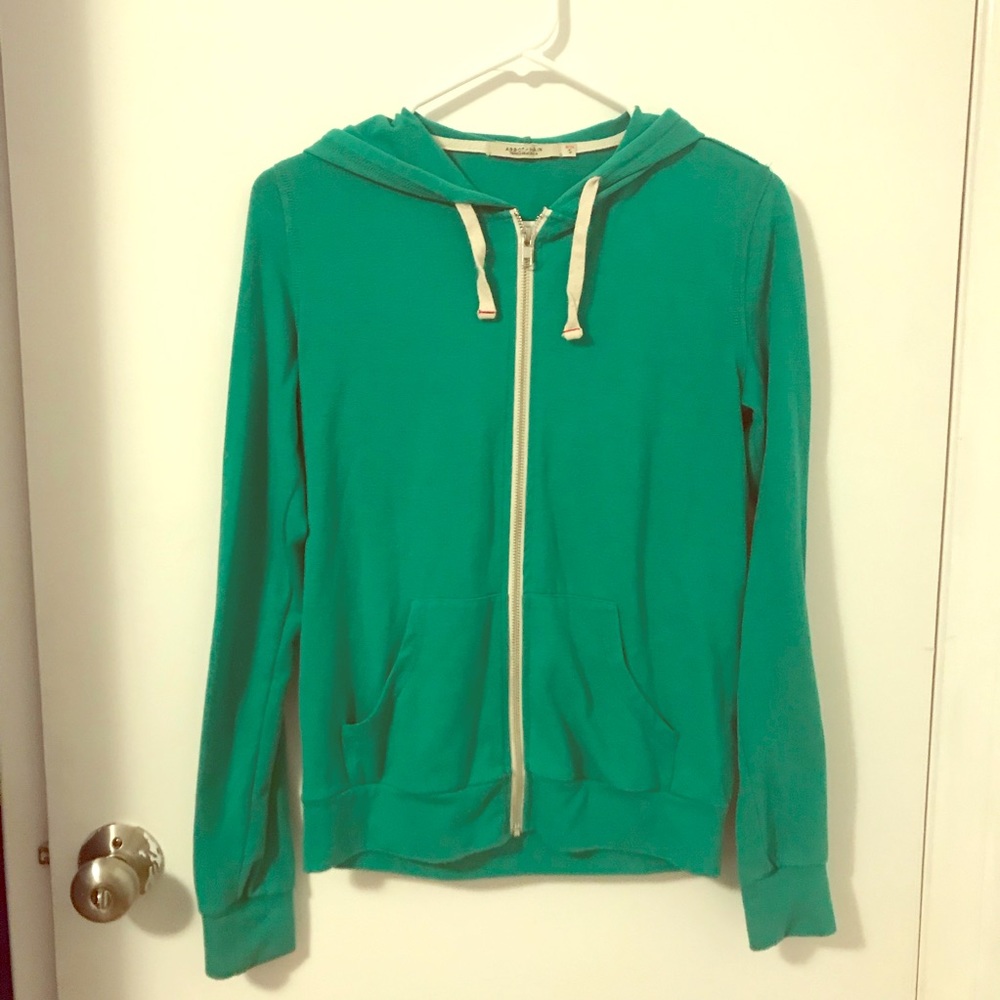 Green zip up thin hoodie
